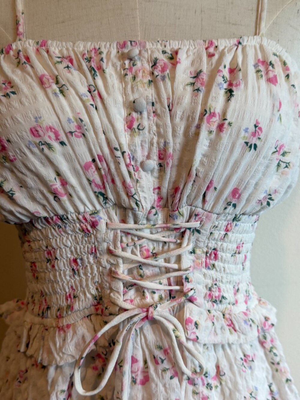 Altar'd State White Pink Floral Mini Dress S | Cottagecore Coquette - Picture 2 of 10